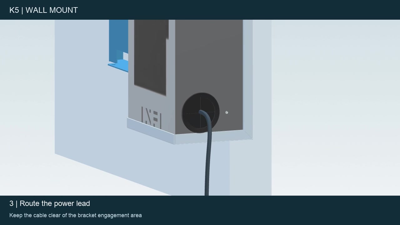 Installation reference for Power / network leads and cable grommet