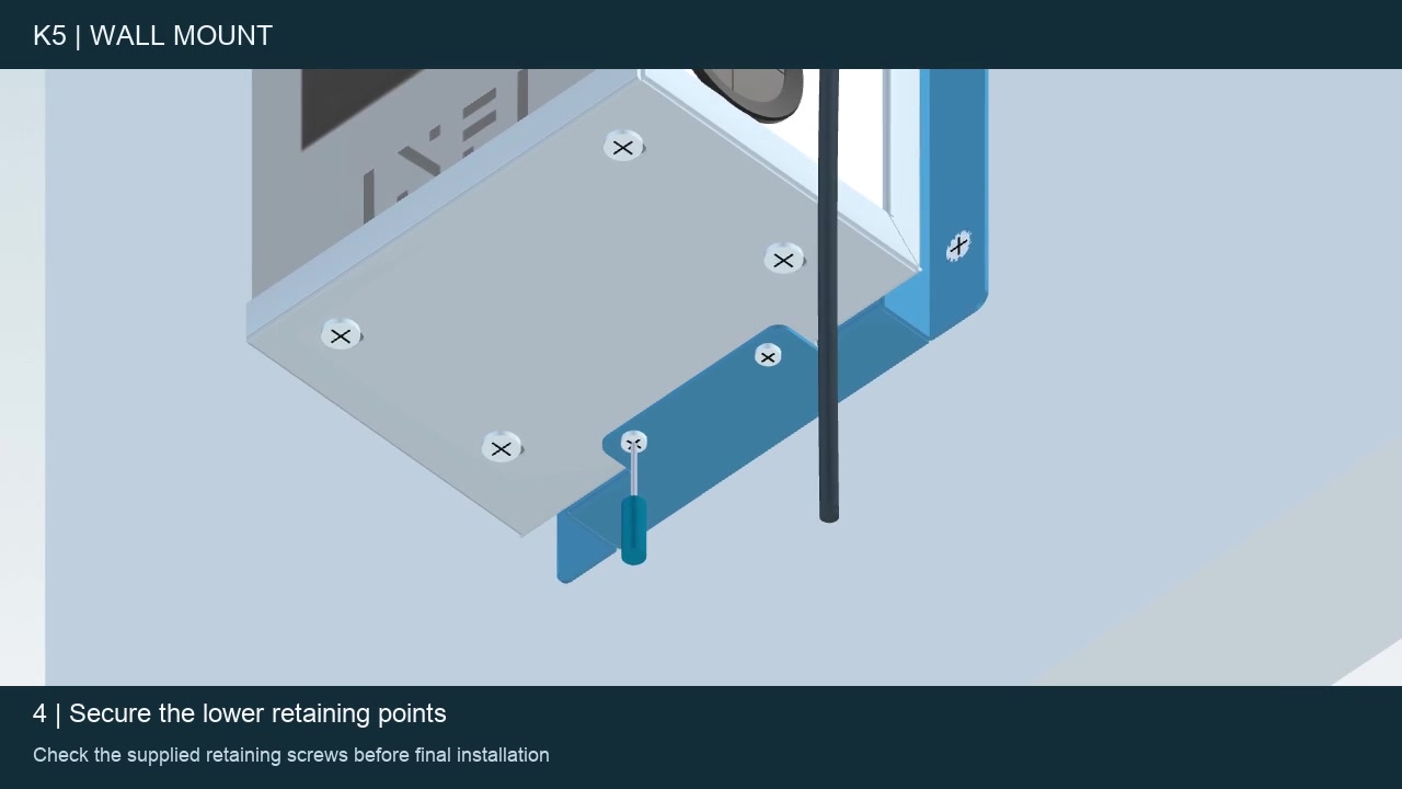 Installation reference for Lower retaining screws
